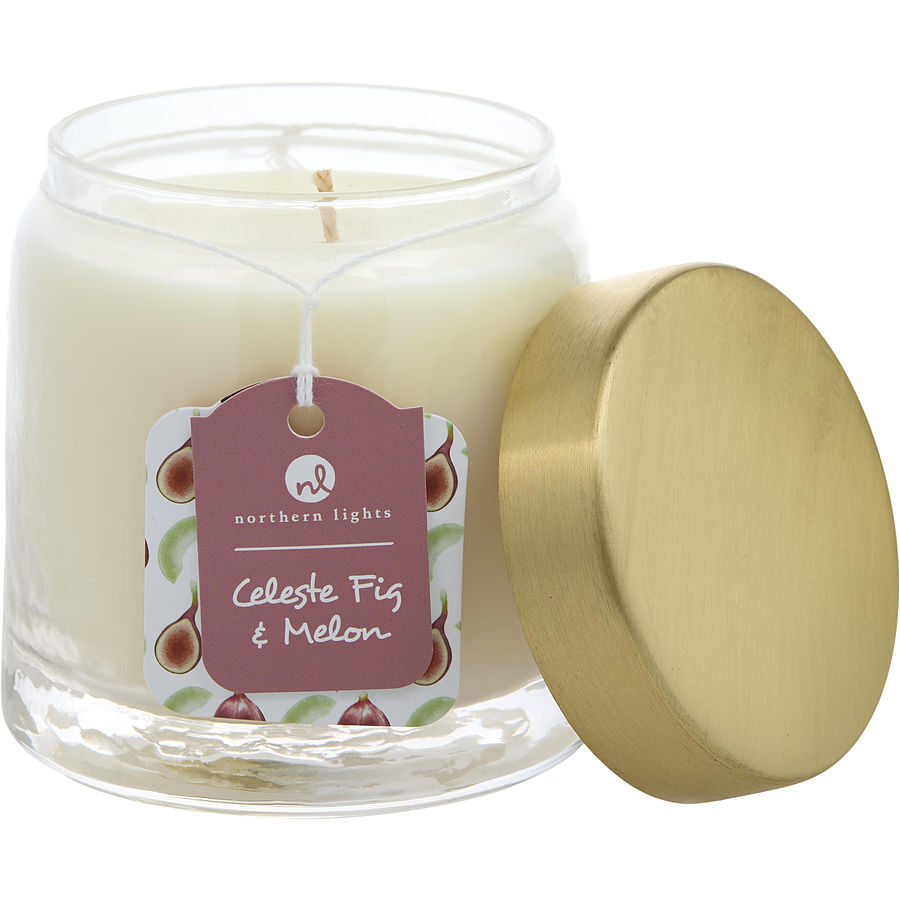 CELESTE FIG & MELON by Northern Lights - SCENTED SOY GLASS CANDLE 10 OZ