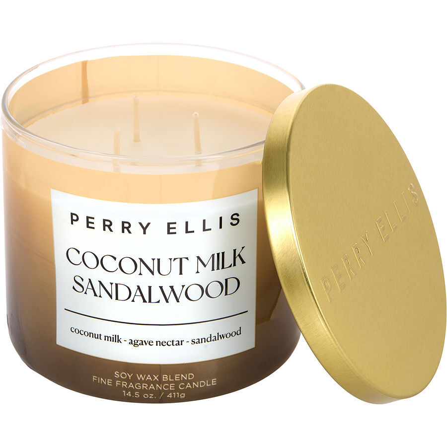 PERRY ELLIS COCONUT MILK & SANDALWOOD by Perry Ellis - SCENTED CANDLE 14.5 OZ